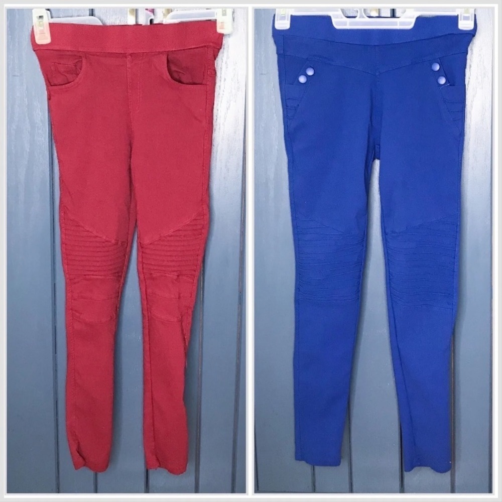 Juniors Size Small Moto Skinny Pants Lot Red And Blue Edgy Back To School